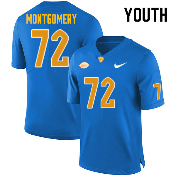 Youth #72 Isaiah Montgomery Pitt Panthers College Football Jerseys Sale-Royal